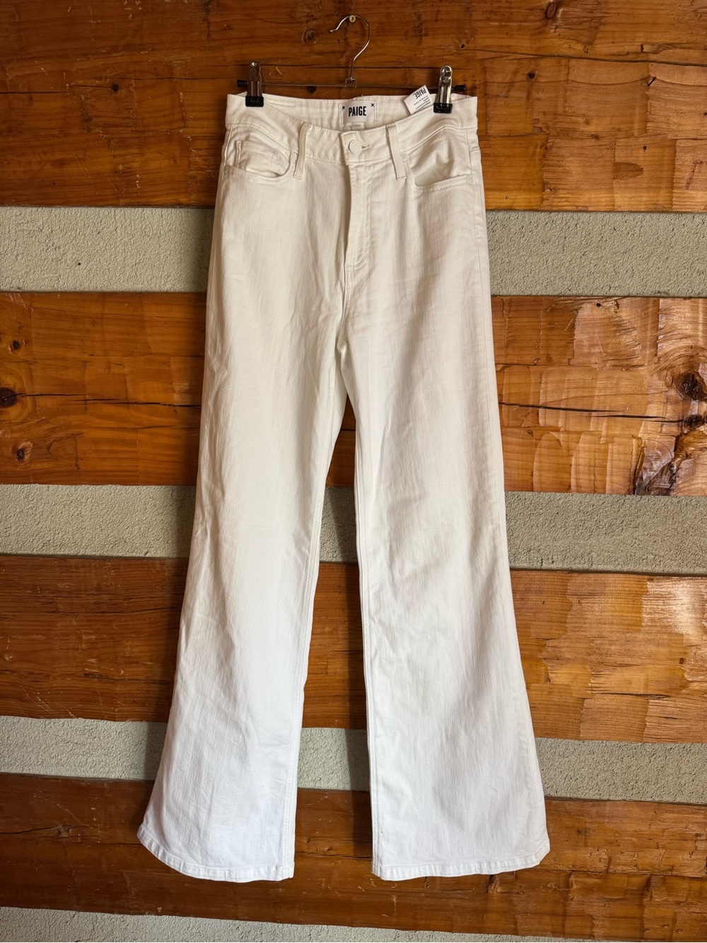 PAIGE White Wide-Leg High-Rise Jeans